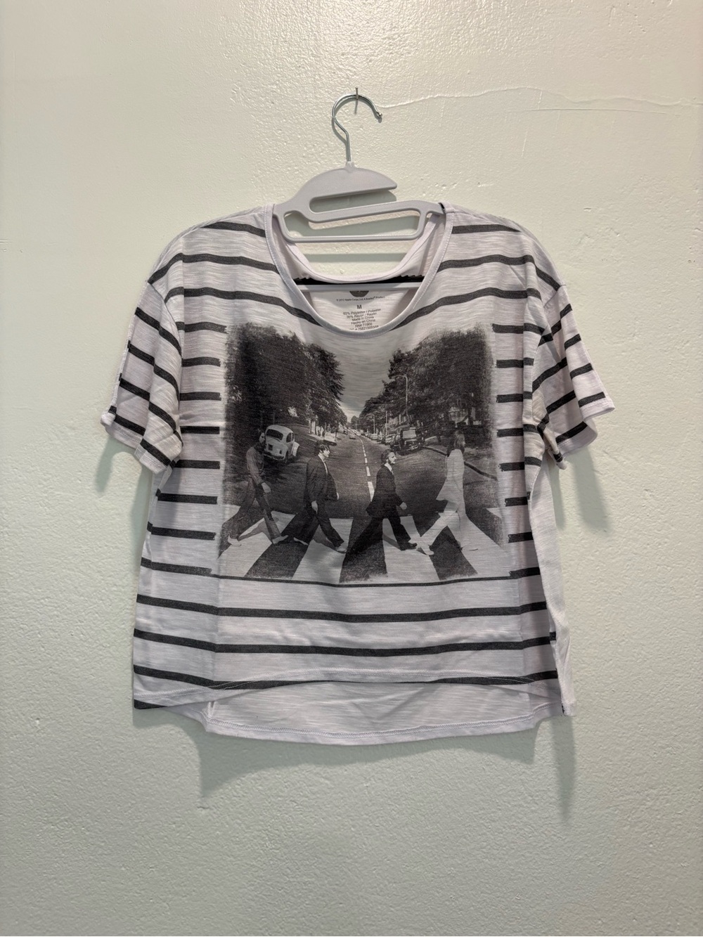 The Beatles White Tee with Black Stripes and Logo